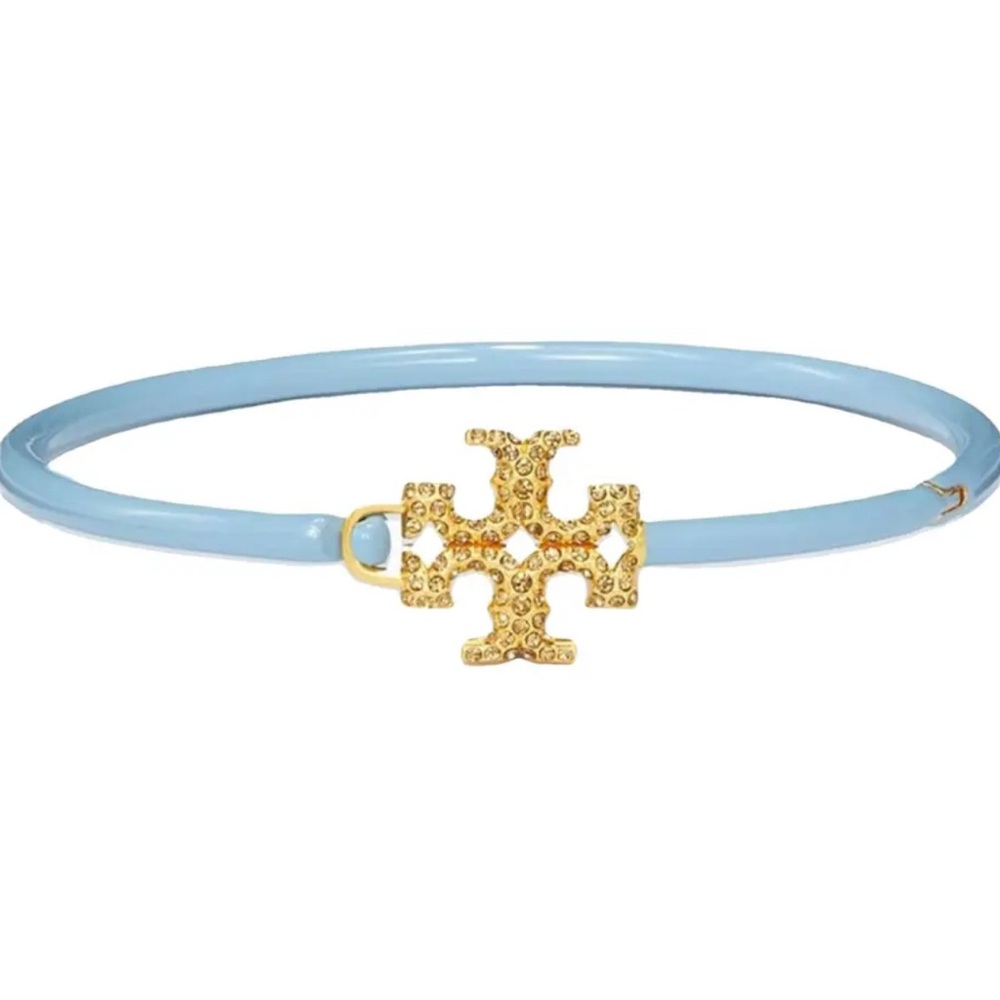 Tory Burch Eleanor Pave with Gold Emblem bangle bracelet